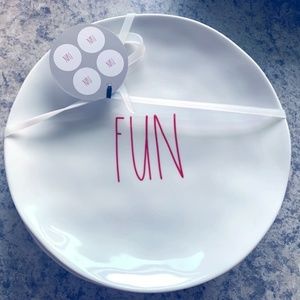 rae dunn new fun plates set of 4 red lettering